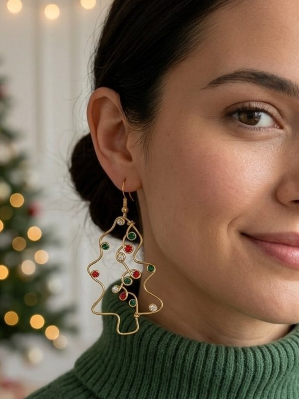 Abstract Christmas Tree Pierced Earrings